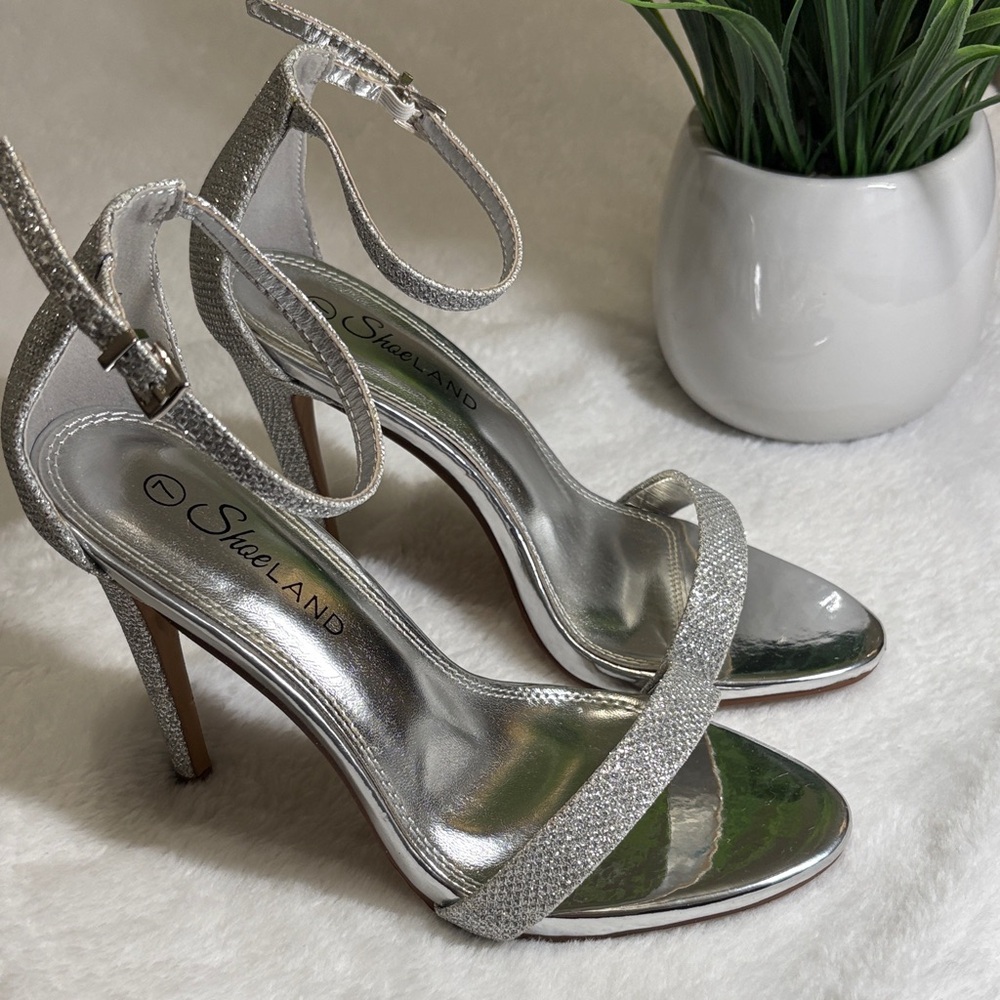 Shoeland Silver Strappy High Heels
